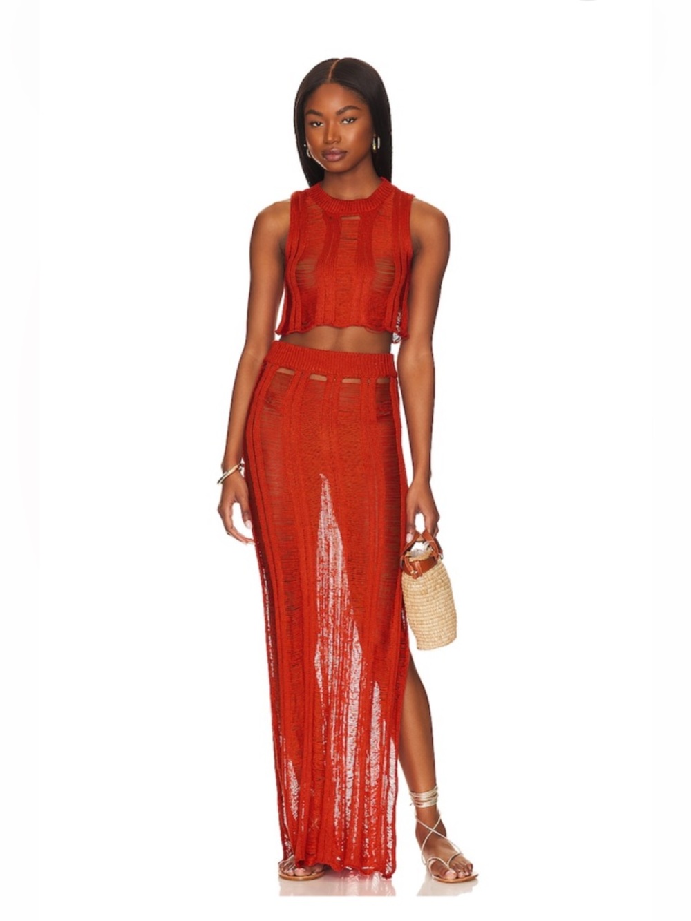 Tayla Maxi Skirt Set in Burnt Orange
